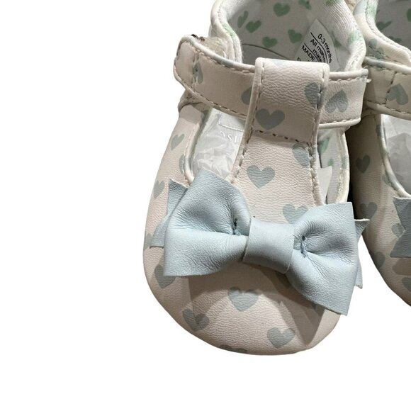 NEW Rosie Pope Sz 1 (0-3m) Aqua Blue Heart Crib Shoes - Picture 3 of 11